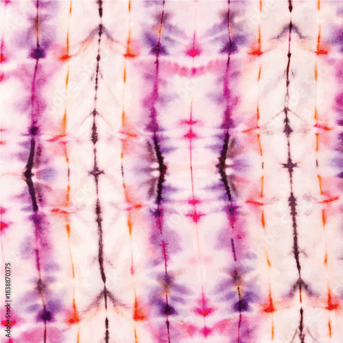 Seamless Red and Purple Tie-Dye Shibori Pattern on White Silk Background