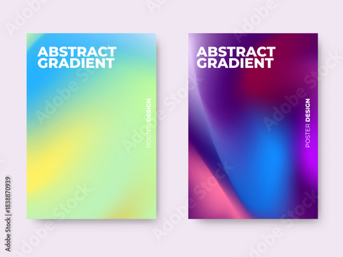Abstract Gradient Poster Template Set. Modern blurred colorful backgrounds for covers or flyers.