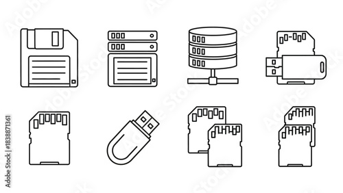 Vector set of office icons and tools for business and web design