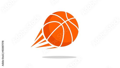 A dynamic illustration of an orange basketball with speed lines, indicating fast movement.
