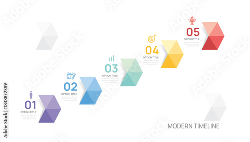Infographics geometric arrow symbol timeline business 5 steps to success template.