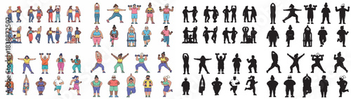 Fitness people exercising various workout routines