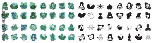 Facial expressions collection with transparent background