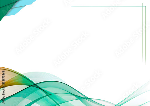 Light and airy frame with soft green translucent waves, perfect for modern certificates, posters, eco-related themes, and elegant document layouts.