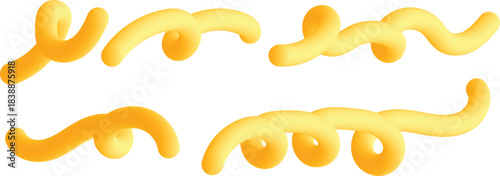 Abstract yellow fluid curved shapes in a modern 3d rendering