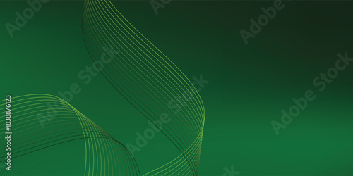 Abstract background using dark green tones on a black background. The lines and curves are like gentle and flowing waves. vector eps10