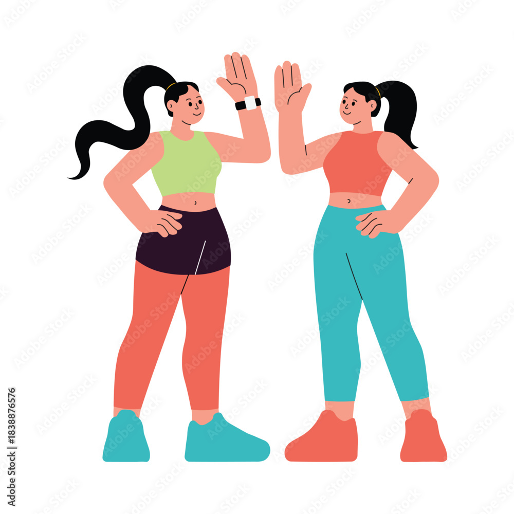 Fototapeta premium High-Five Vector Flat Illustration EPS 10 file