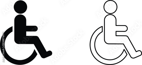 Black And White Icons Representing Wheelchair Accessibility And Disabled Person Symbol handicap