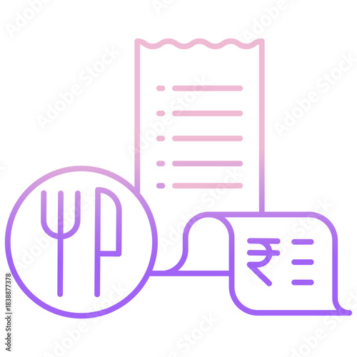 Outline Color food bill icon