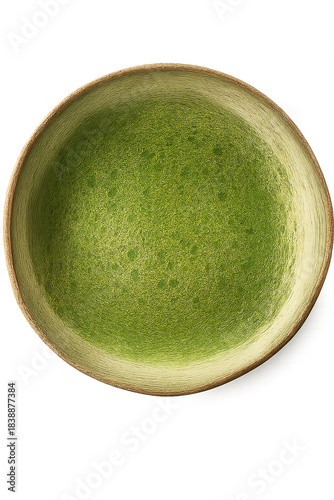 Green Ceramic Bowl Top View Round, Smooth Glaze, Minimal Dish for Food Styling