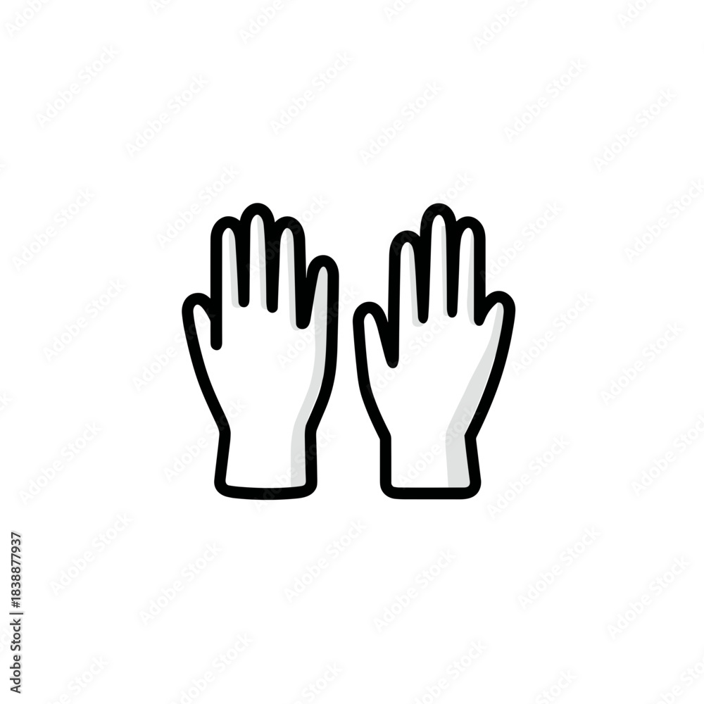 Fototapeta premium Pair of medical gloves icon in bold outlined flat style isolated on white background