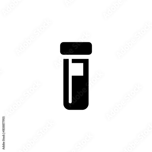 Laboratory test tube icon in black and white isolated on white background for science and medical testing