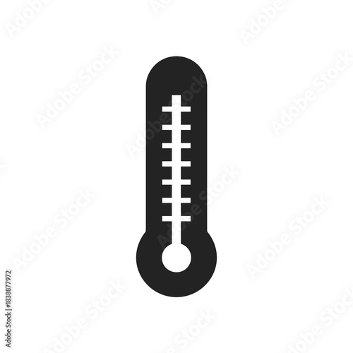 Medical thermometer icon in black and white minimalist style isolated on white background