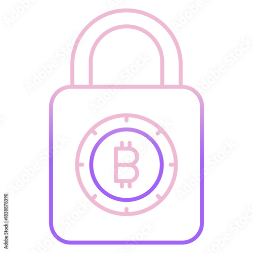 Outline Color bitcoin lock security icon