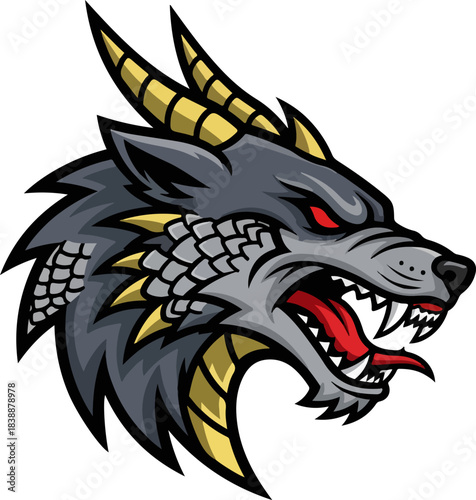 Wolf–dragon hybrid mascot head