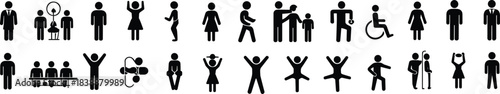 Collection of Black Pictograms Representing People and Activities icon silhouette