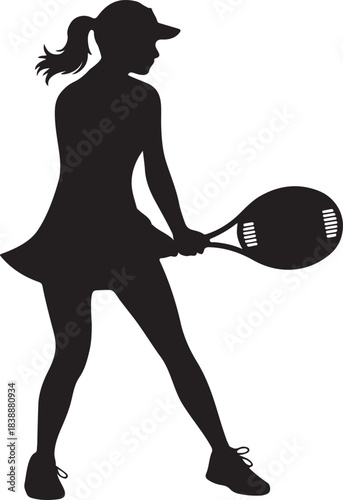 Female tennis player in action silhouette
