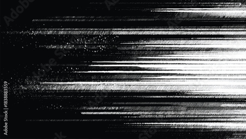 abstract horizontal glitch line texture, black and white digital static background, distressed screen error overlay