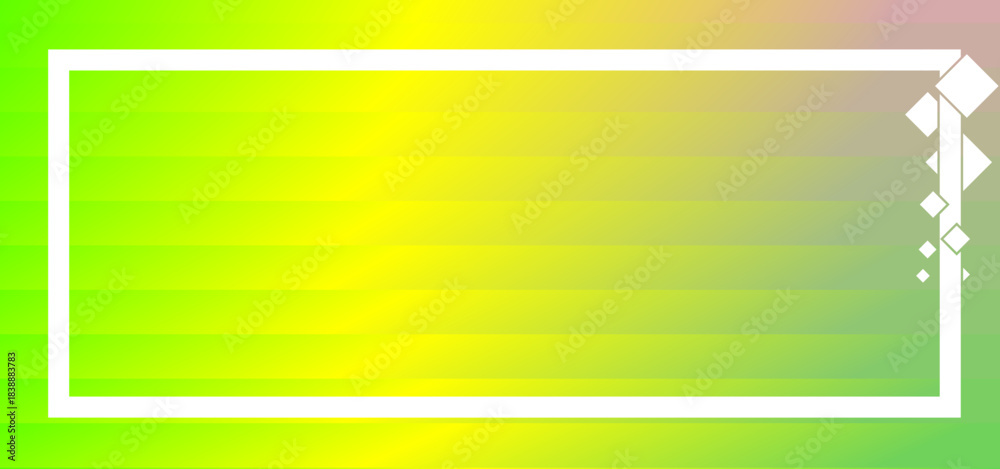 Fototapeta premium Electric Lime Gradient Banner with White Frame | Vibrant Diagonal Stripes Abstract Template