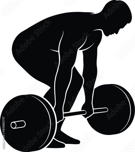 Silhouette of a man preparing for a heavy deadlift
