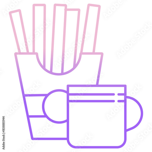 Outline Color Fries and coffee icon