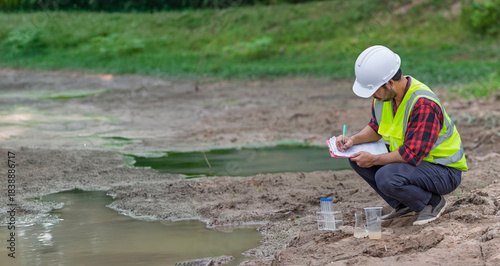 Valokuva Environmental engineers inspect water quality,Bring water to the lab for testing,Check the mineral content in water and soil,Check for contaminants in water sources