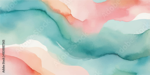 Abstract watercolor hand painted background with blue and pink color splash texture