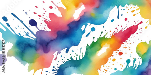 Abstract colorful watercolor paint splash illustration on paper texture
