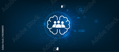 Ai customer icon on tech background