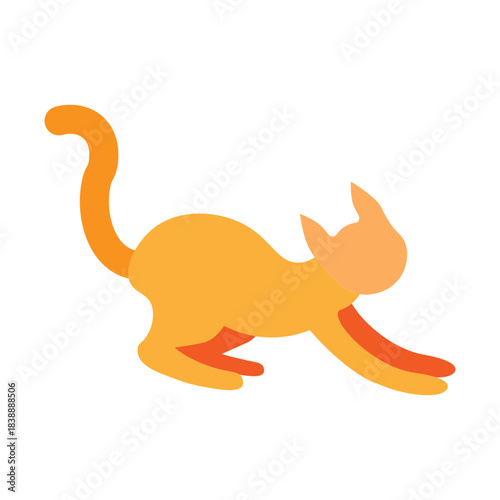 Purring Cat Vector Flat Icon Design