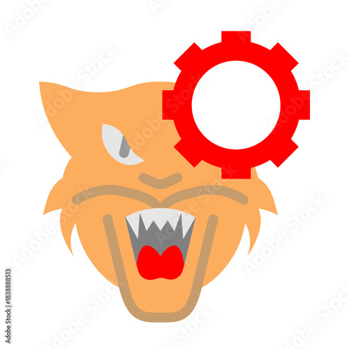 Cat Aggression Control Vector Flat Icon Design