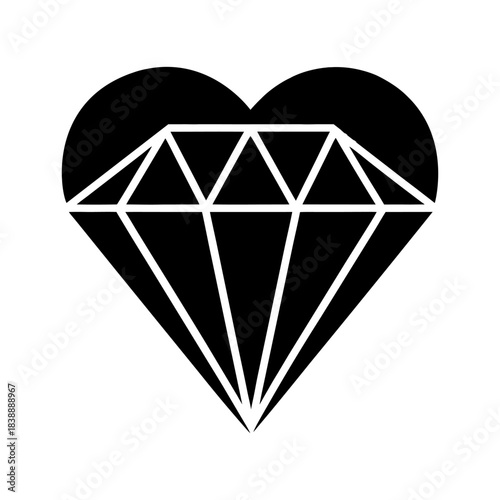 Elegant Diamond Heart Shape Isolated on White.