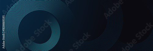 Dark blue abstract background with glowing circle lines. Geometric stripe line art design. Modern shiny blue diagonal rounded lines pattern. eps10, web