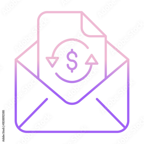 Outline Color Mail Money Transaction icon