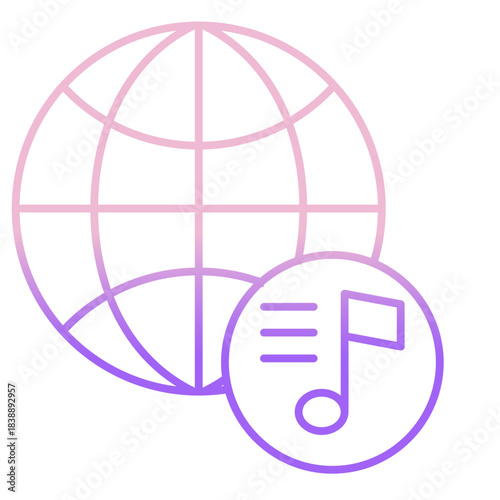 Outline Color World music icon