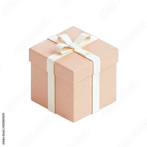 Gift Box with Ribbon Isolated on White