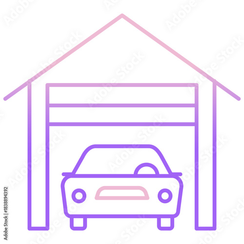 Outline Color car shed icon