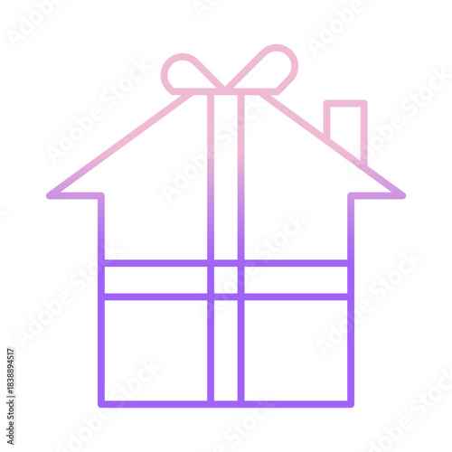 Outline Color gift house icon