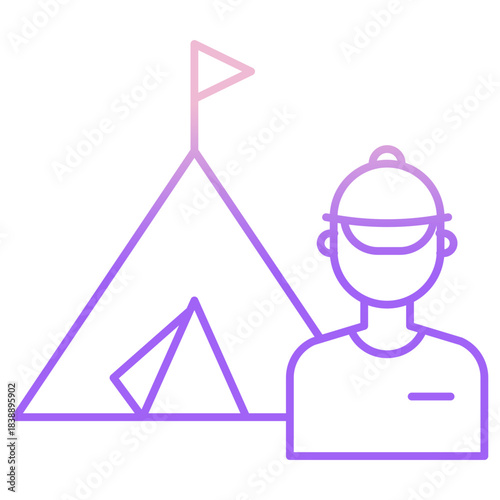 Outline Color tent camping icon