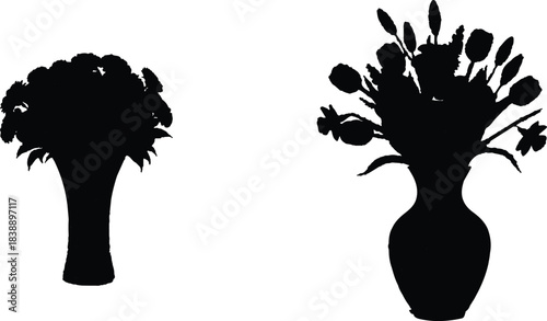 the vase features a dense, spherical arrangement of blooms, which creates a sense of fullness and abundance. The design of the vase, which narrows towards the middle,