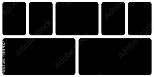 Template photo collage 8 pictures empty style for moodboard, album, bento graphic design