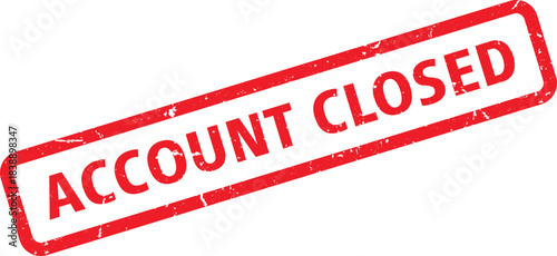 Isolated Red Account Closed Rubber Stamp Impression on White Background for Business Communication