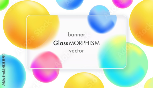 Glassmorphism design banner with soft frosted glass effect and vibrant gradients for presentation, greeting card, web, UI, creative digital, social media post, flyer, app design
