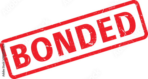 Red Bonded Stamp with Distressed Texture Isolated on White Background for Design