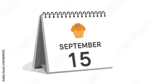 A visually clear desktop calendar highlights September 15th with a delightful cupcake graphic, marking a significant date for celebration,