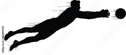 Goalkeeper Diving Save Silhouette Sports Action Illustration