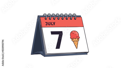 Refreshing ice cream cone marking a sweet summer day on July 7th calendar reminder