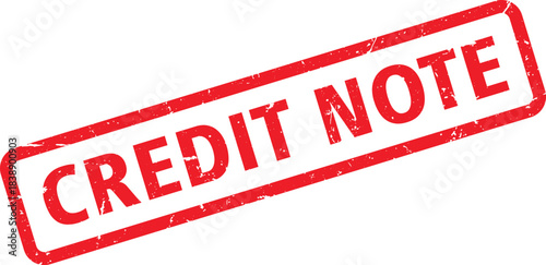 Red Credit Note Rubber Stamp with Textured Design on White Background