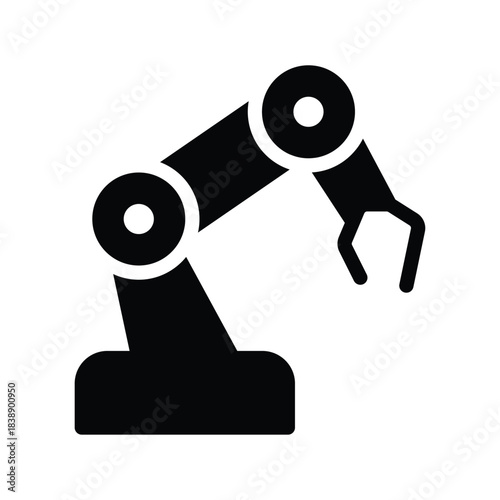 Robotic Arm in Black Silhouette with Gripper for Industrial Applications