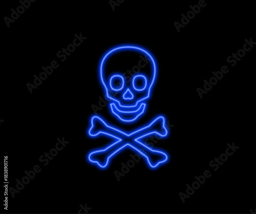 Black background skull and crossbones symbol warning of poison or danger, often used as a pirate flag or Halloween icon